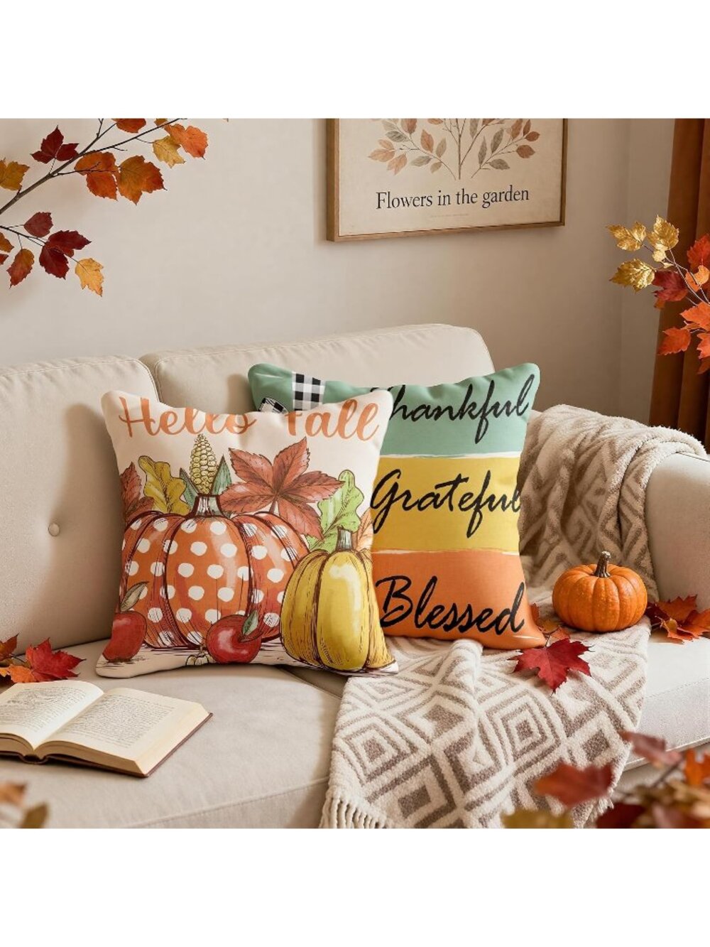 〽️Unisex Orange Fall Thanksgiving Friendsgiving Party Couch Outdoor Pillow Cover